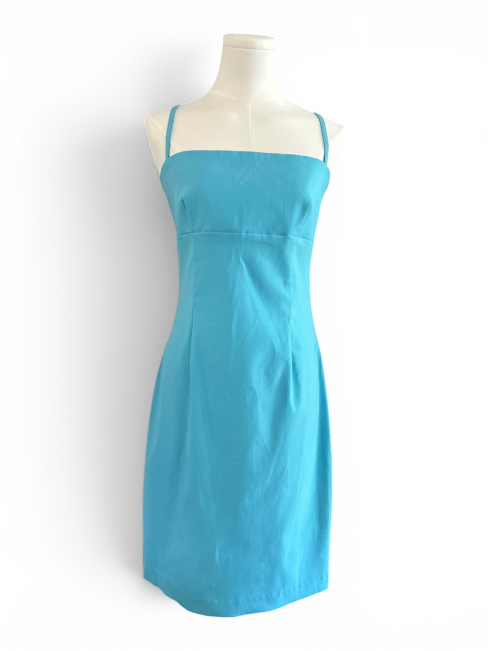 Vintage Turquoise Spaghetti Strap Minimalist Dress 90s Y2K  Made in USA Size 11